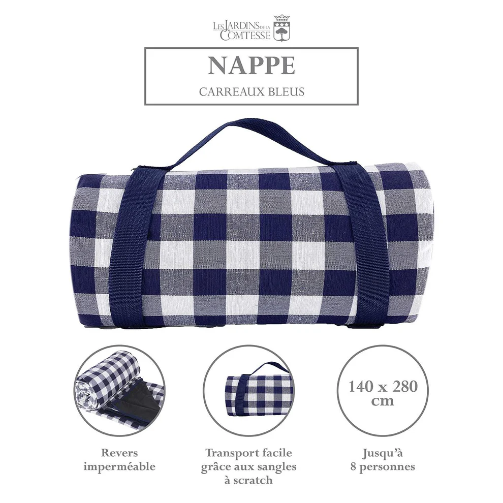 NP-38XL-_Nappe_pique_nique_Grands_Carreaux_bleus_-rectangulaire Nappe pique-nique carreaux bleus et blancs XL