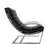 Fauteuil Biarritz cuir noir, structure design chrome poli miroir