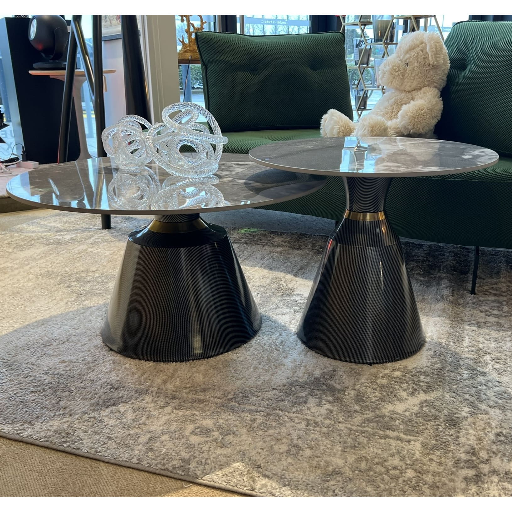 Set De 2 Tables Basses rondes Céramique marbre gris-majdeltier Set De 2 Tables Basses rondes Ceramique marbre gris majdeltier