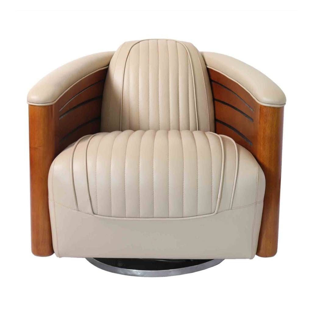 fauteuil-club-nautilus-cuir-beige-bord-de-mer-pivotant-design-original-majdeltier Fauteuil Club pivotant Nautilus cuir beige