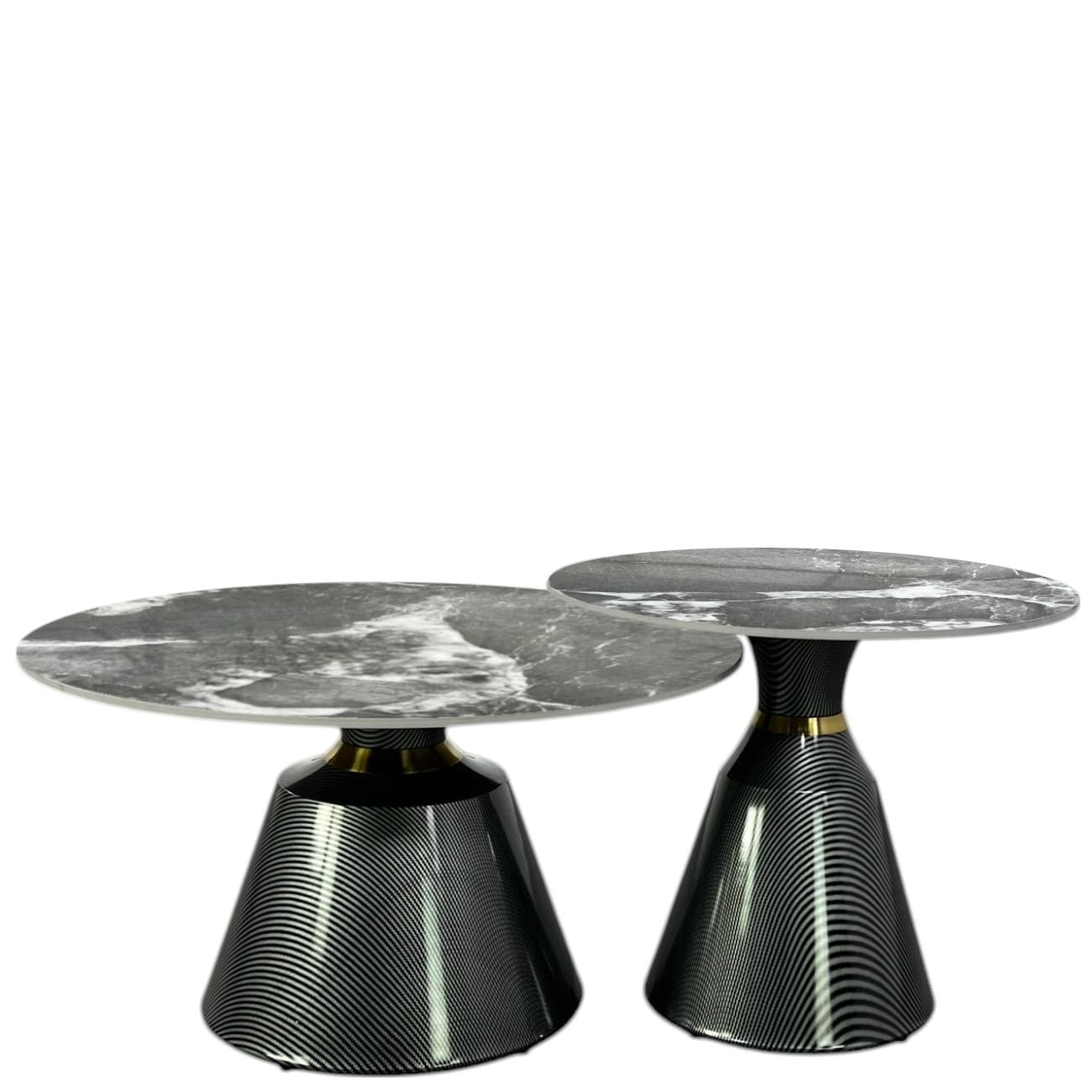 table basse céramique effet carbone (1) Set De 2 Tables Basses Rondes Céramique Marbre Gris