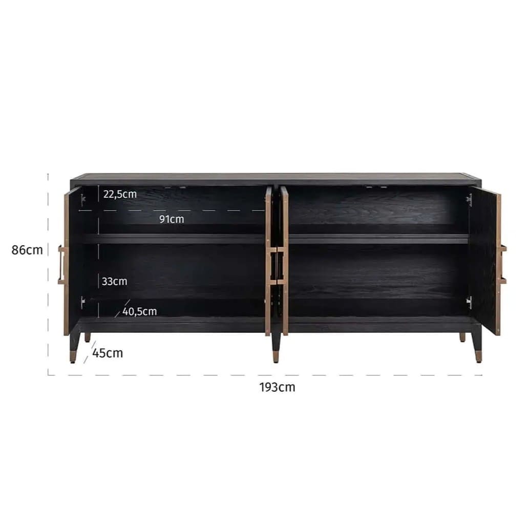 Buffet Bloomville 4 portes buffet classique chic intemporel chene noir cuir majdeltier 4