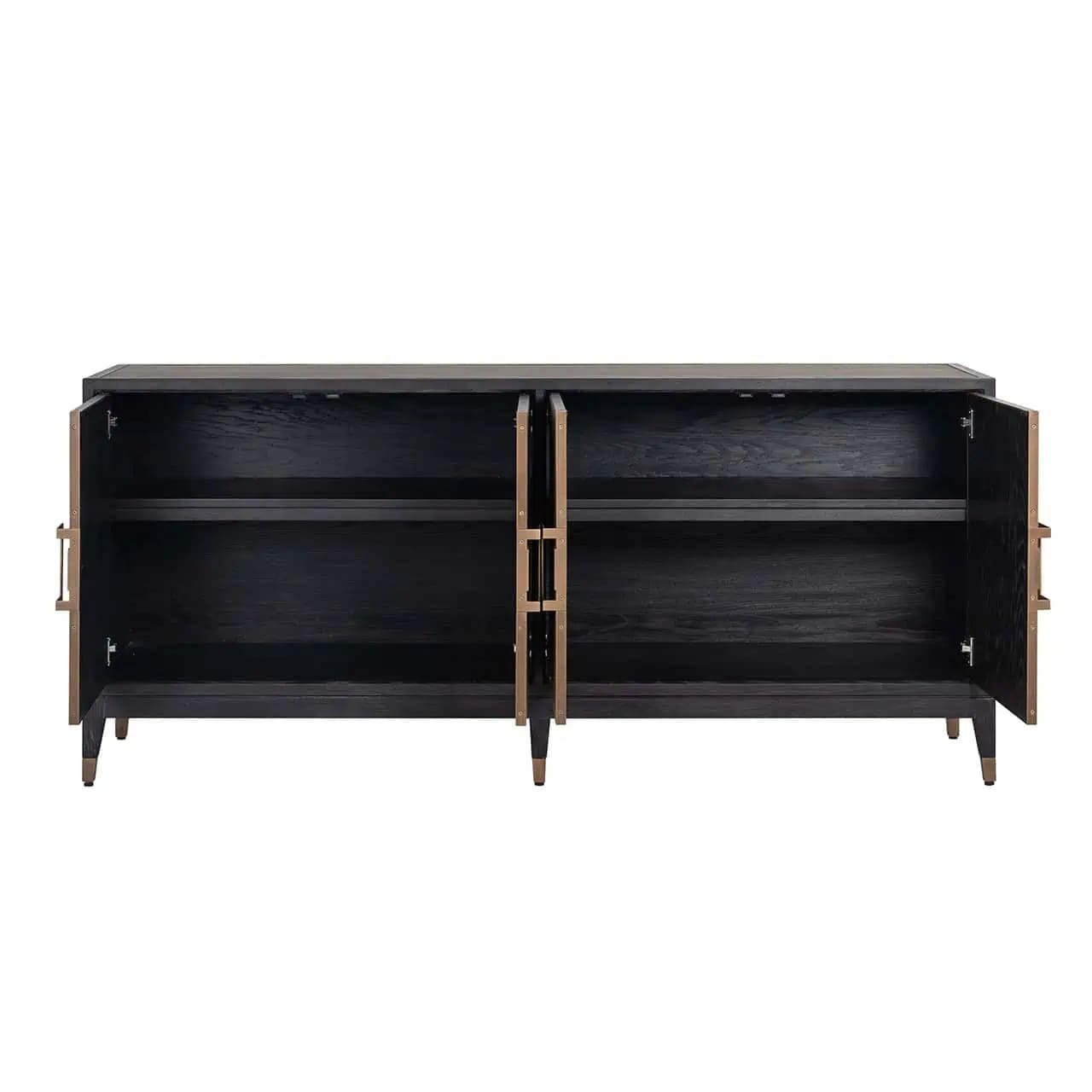 Buffet Bloomville 4 portes buffet classique chic intemporel chene noir cuir majdeltier 5