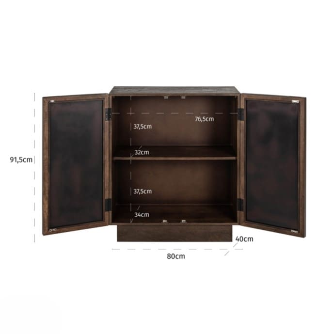 Buffet Bryant 2 portes original bois massif manguier miroir majdeltier 3