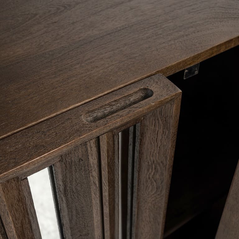 Buffet Bryant 2 portes original bois massif manguier miroir majdeltier 6