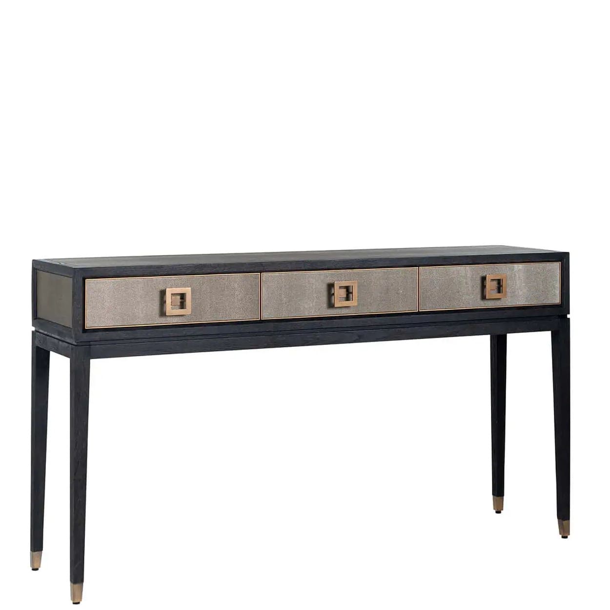Console Bloomville 3 Tiroirs 165 cm-console-elegante-chene-noir-poignées-dorées-majdeltier Console Bloomville 3 Tiroirs 165 cm