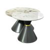 Set de 2 Tables Basses Rondes en Céramique Marbre Blanc Set de 2 Tables Basses Rondes en Ceramique Marbre Blanc