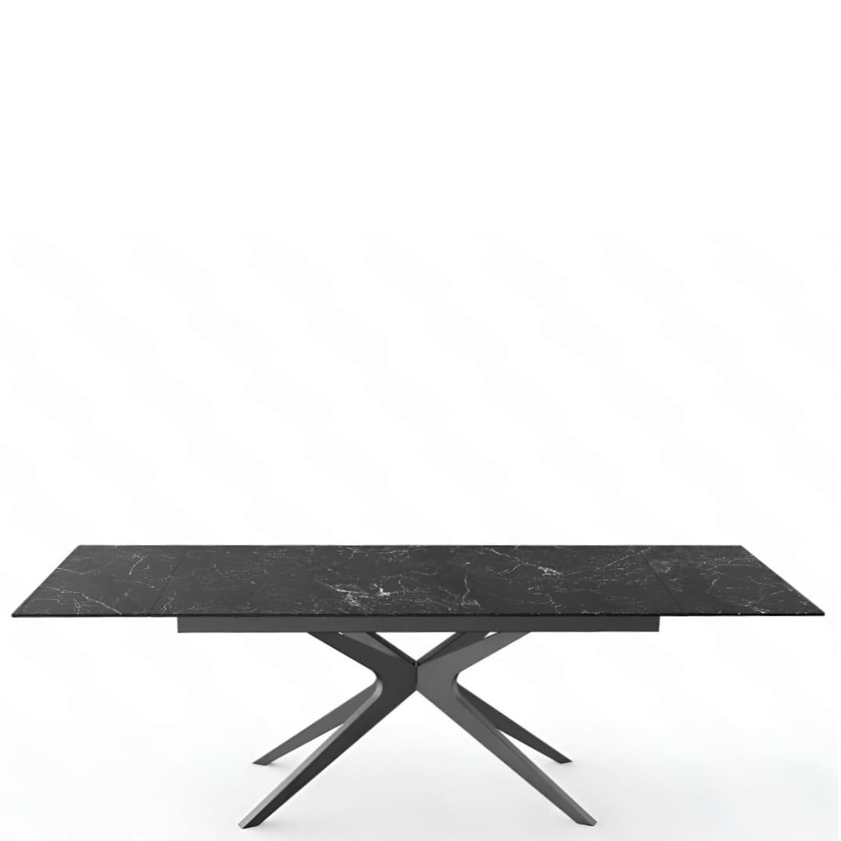 Table -Rectangulaire- Extensible -En -Céramique Hector-marbre-anthracite-pied-central-étoile-majdeltier-3 Table Rectangulaire Extensible En Ceramique Hector marbre anthracite pied central etoile majdeltier 3