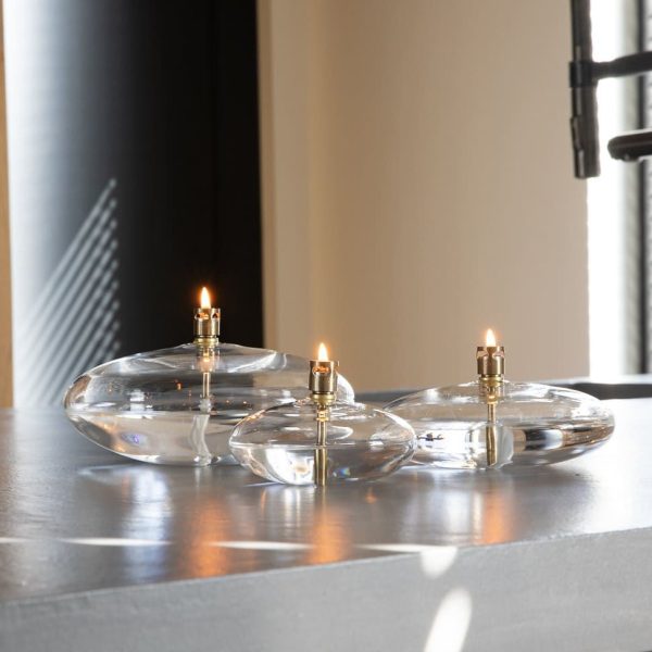 Lampe à Huile Galet Peri Living en Verre Transparent - Laiton