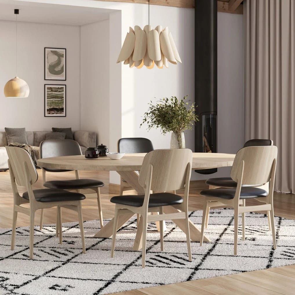 Table à manger Ronde Extensible -Chêne massif- Gala Ø120 et Ø140-ovale-majdeltier-chéne huilé blanc-naturel-fonçé Table à manger Ronde Extensible -Chêne massif- Gala Ø120 et Ø140