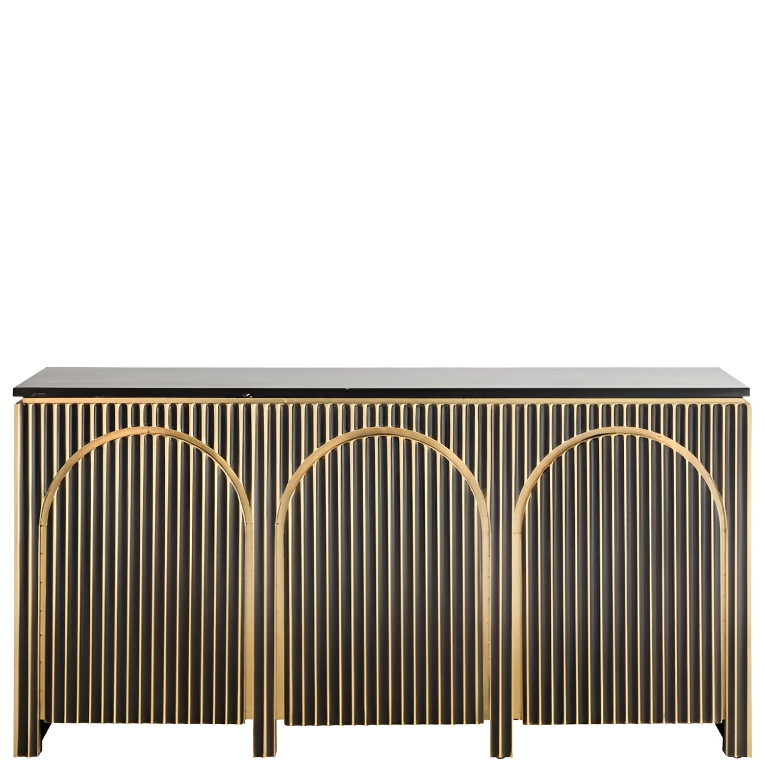Buffet Les Arcs 160 cm-marbre-arrondi-portes-cachées-original-arche-majdeltier-2 (1) (1) Buffet Les Arcs 160 cm – Design Sculptural en Marbre et Laiton
