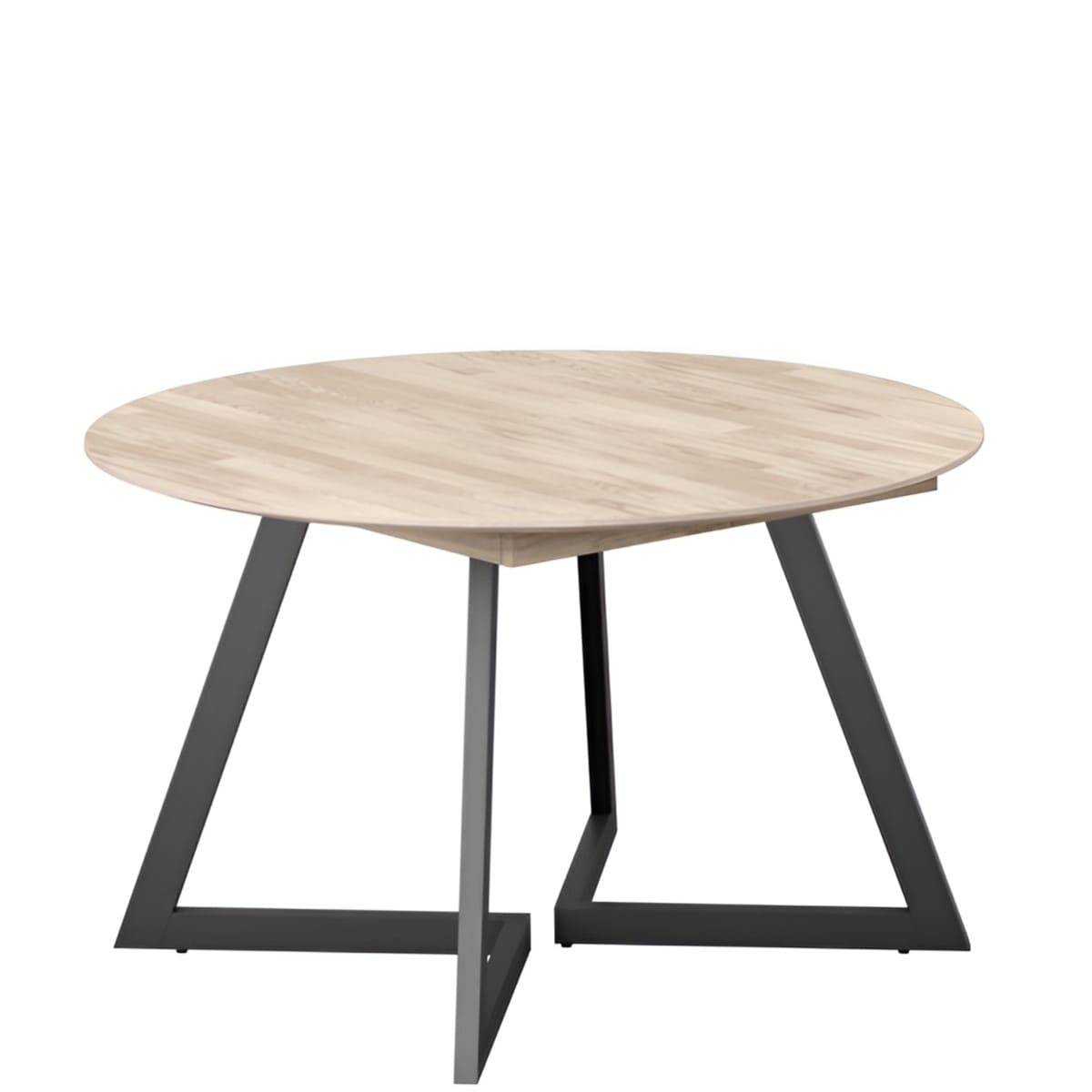 Table Ronde Extensible Chêne Massif Ellis Ø120 et Ø140-clair-blanchi-pieds métal-majdeltier-2 Table Ronde Extensible Chene Massif Ellis O120 et O140 clair blanchi pieds metal majdeltier 2