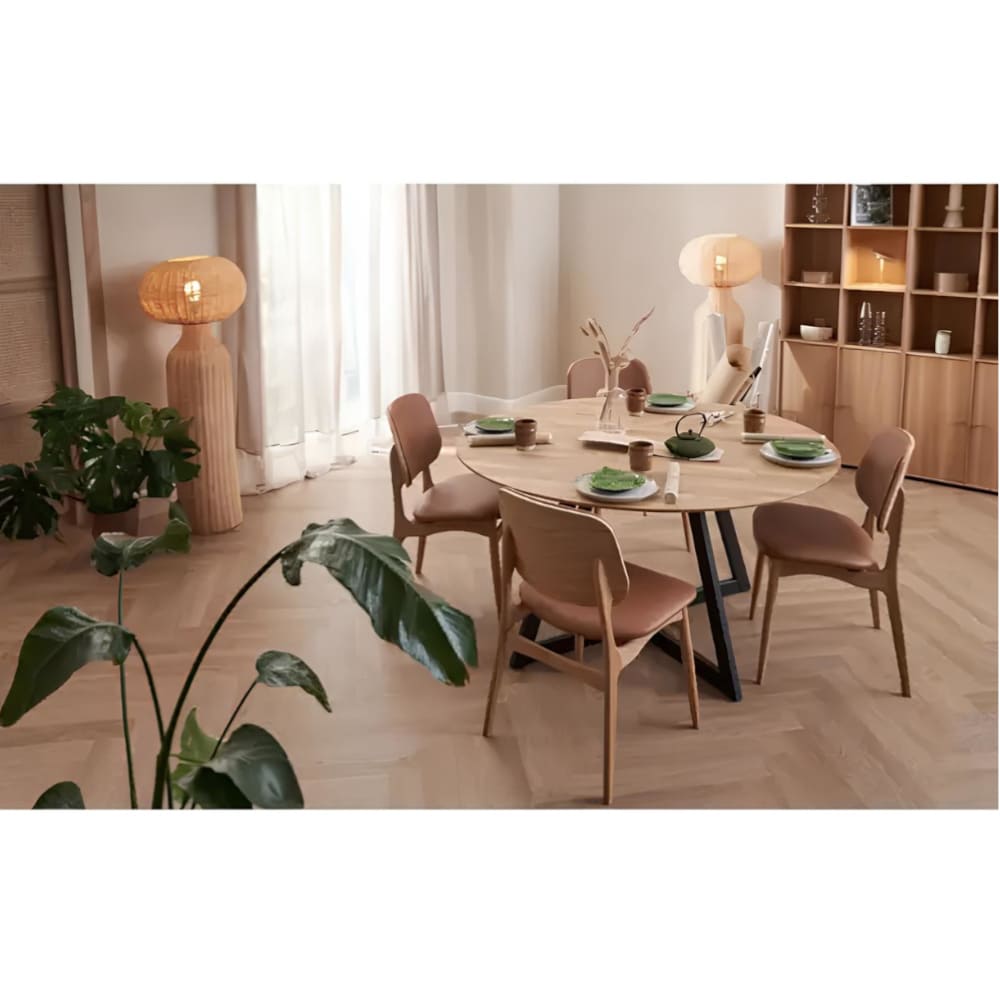 Table Ronde Extensible Chêne Massif Ellis Ø120 et Ø140-majdeltier-3 Table Ronde Extensible Chene Massif Ellis O120 et O140 majdeltier 3