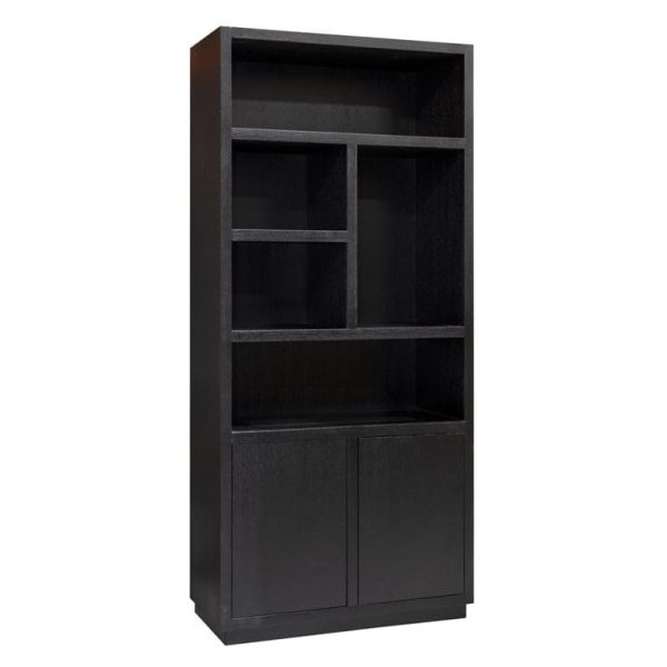 Bibliothèque Oakura 2 Portes - Chêne Noir ou Marron : Élégance Verticale et Modularité Ingénieuse