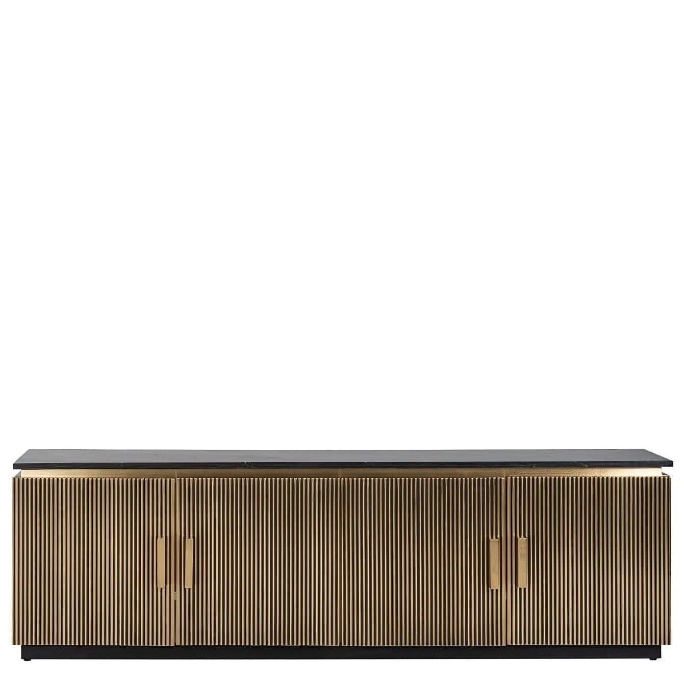 Buffet Bas - Meuble TV Ironville 200 cm-laiton-marbre-design-hotel-chic-original-majdeltier-11 Buffet Bas - Meuble TV Ironville 200 cm – Marbre Noir & Laiton Doré : Grandeur et Polyvalence