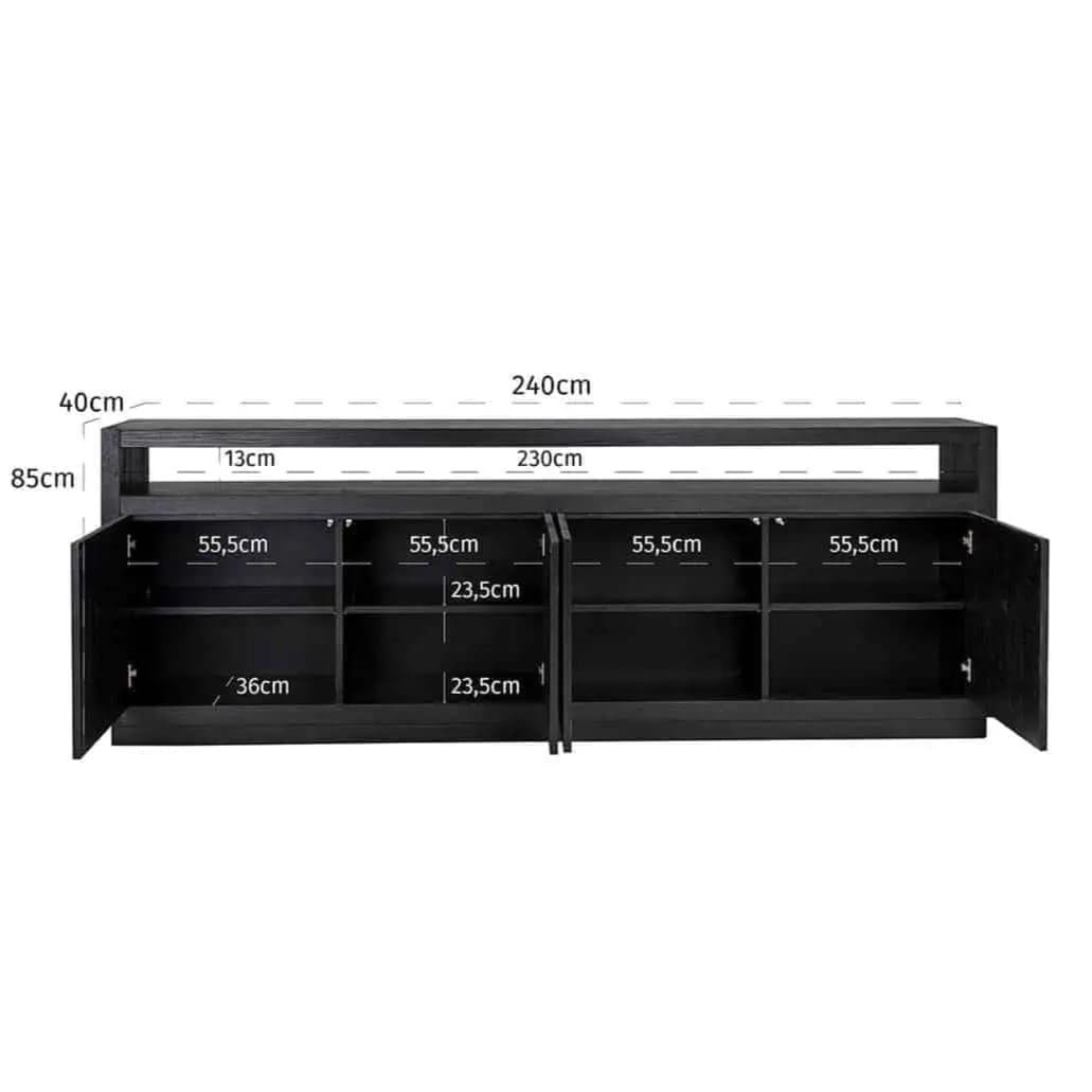 Buffet Oakura 240 cm 4 Portes-Chêne Noir-Rangement XXL-Design de Caractère-majdeltier-4 Buffet Oakura 240 cm 4 Portes Chene Noir Rangement XXL Design de Caractere majdeltier 4