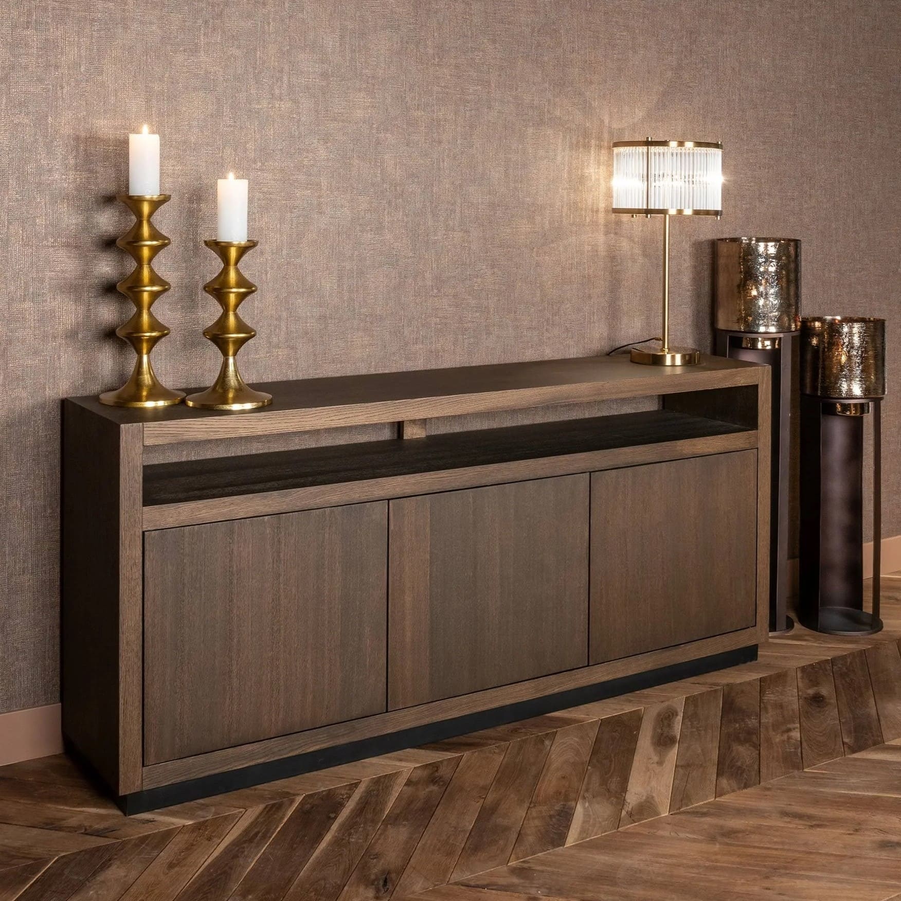 Buffet Oakura 3 Portes 190cm chene marron majeltier richmond design haut de gamme 10