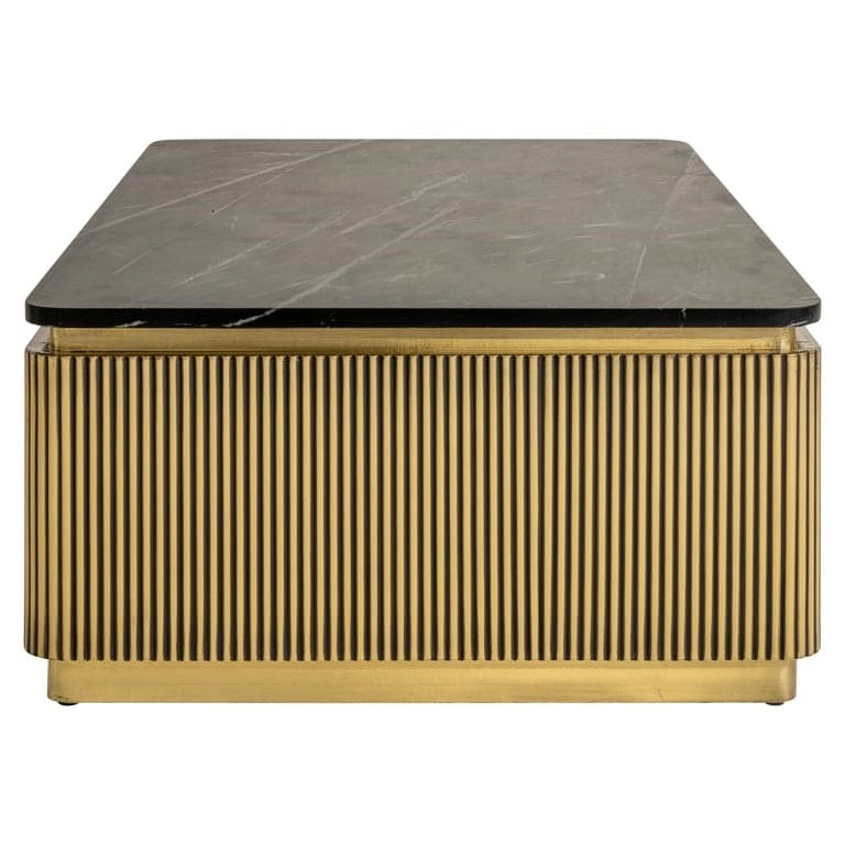 Table Basse Rectangulaire Ironville – Marbre Noir, Laiton Nervuré & Esprit Mid-Century Modern-2 Table Basse Rectangulaire Ironville – Marbre Noir Laiton Nervure Esprit Mid Century Modern 2