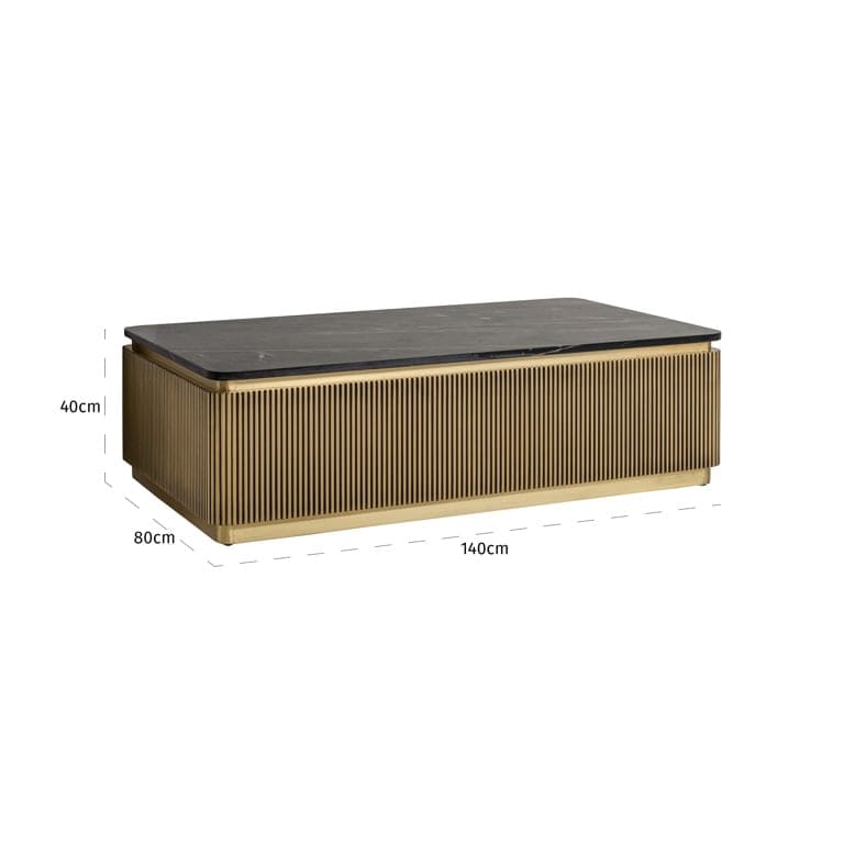 Table Basse Rectangulaire Ironville – Marbre Noir, Laiton Nervuré & Esprit Mid-Century Modern-4 Table Basse Rectangulaire Ironville – Marbre Noir Laiton Nervure Esprit Mid Century Modern 4