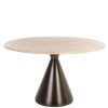 Table Ronde Montgommery Ø130 cm-plateau-clair-Travertin-beige-lumineux-majdeltier (1) Table Ronde Montgommery Ø130 cm - L'Élégance du Travertin Sans les Contraintes