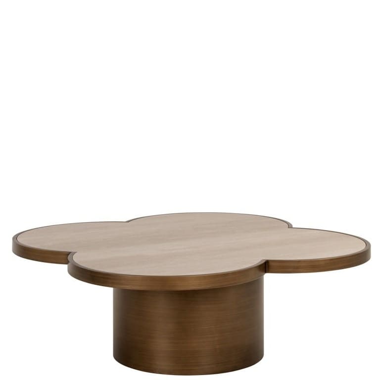 table basse clover-trèfle-travertin-bronze-design-majdeltier-0 Table Basse Clover – Le Trèfle Porte-Bonheur en Travertin et Bronze pour Votre Salon