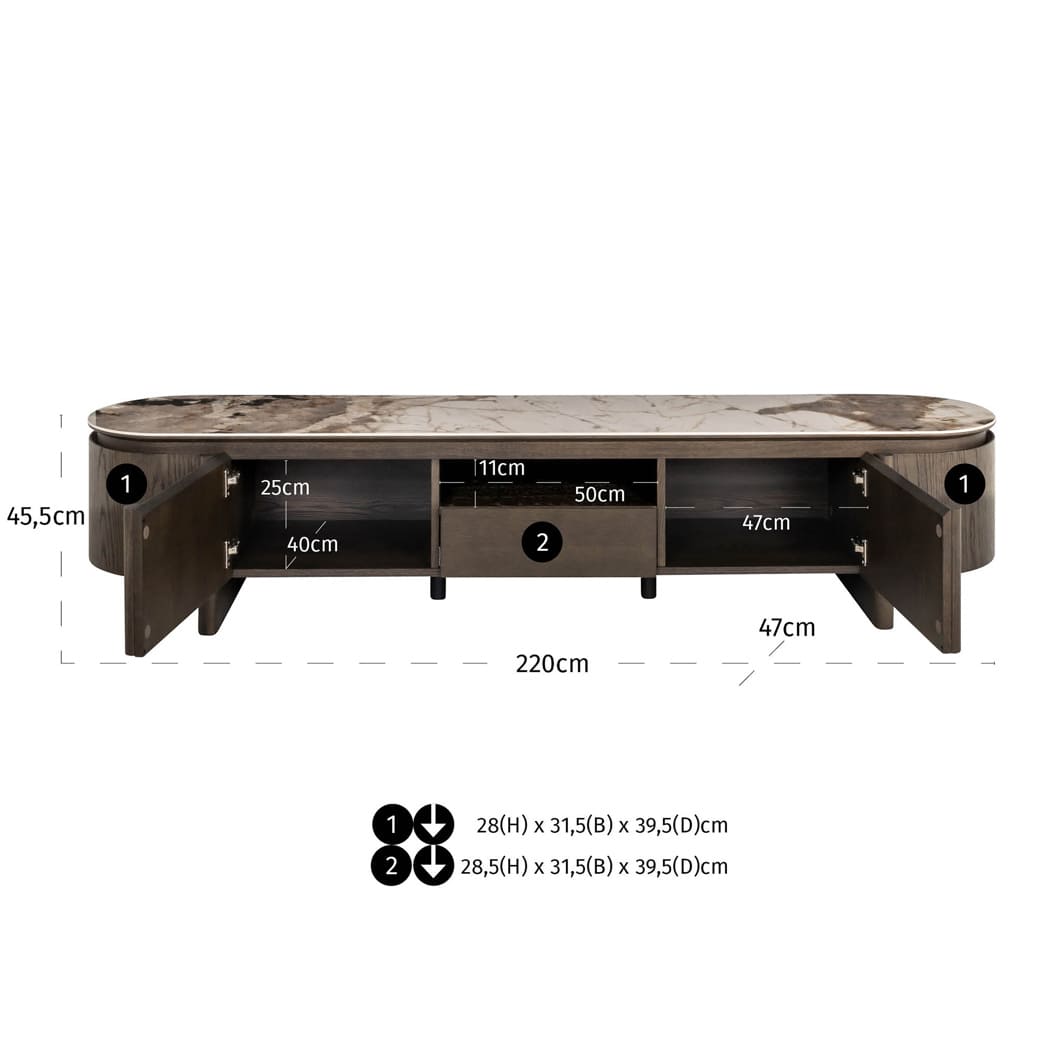 Meuble TV Langford Céramique 220cm-9 Meuble TV Langford céramique 220 cm
