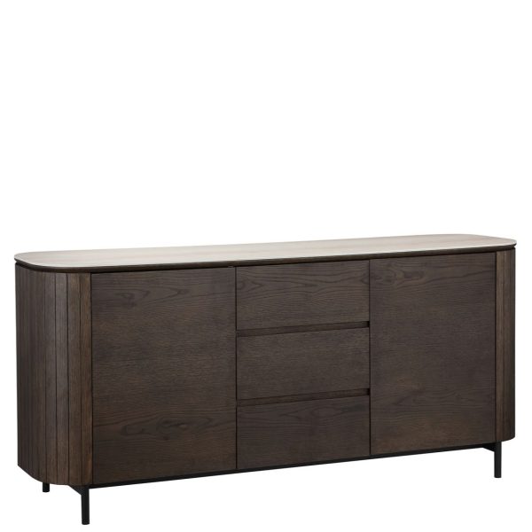Buffet Arrondi Ritz travertin & chêne 185 cm