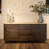Buffet Arrondi Ritz travertin & chêne 185 cm