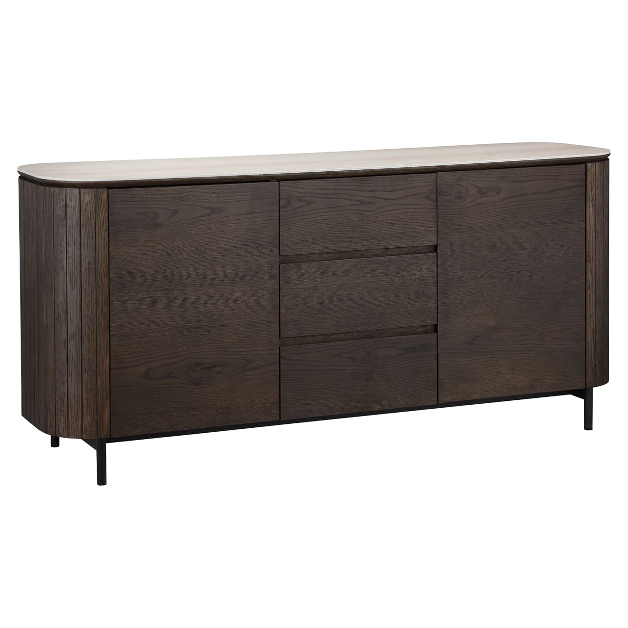 Buffet Arrondi Ritz travertin & chêne 185 cm