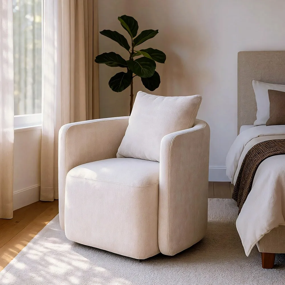 Fauteuil-PIVOTANT-Léopold-beige-cabriolet-confortable-étroit-majdeltier-2 Fauteuil pivotant Léopold forme cabriolet beige