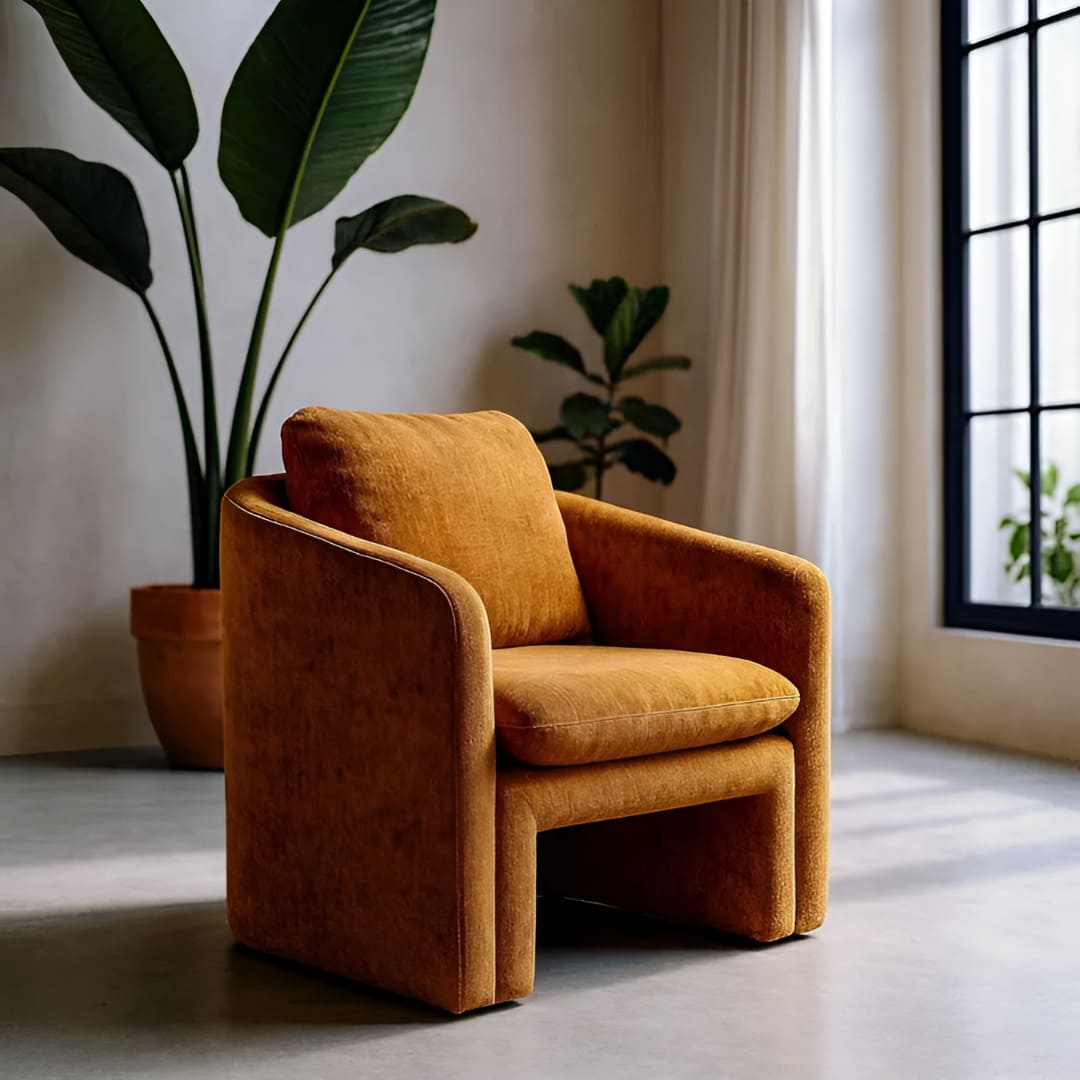 Fauteuil-Paola-Ocre-orange-confortable-elegant-majdeltier (1) Fauteuil Paola Ocre orange confortable elegant majdeltier 1