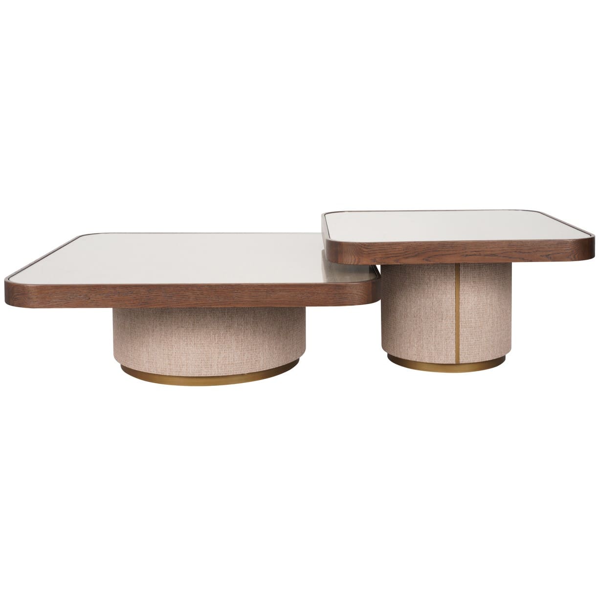 Set de 2 Table Basses-Willox-Chêne-Lin-verre-richmond-majdeltier Set de 2 Tables Basses Willox Chêne et Lin et Verre