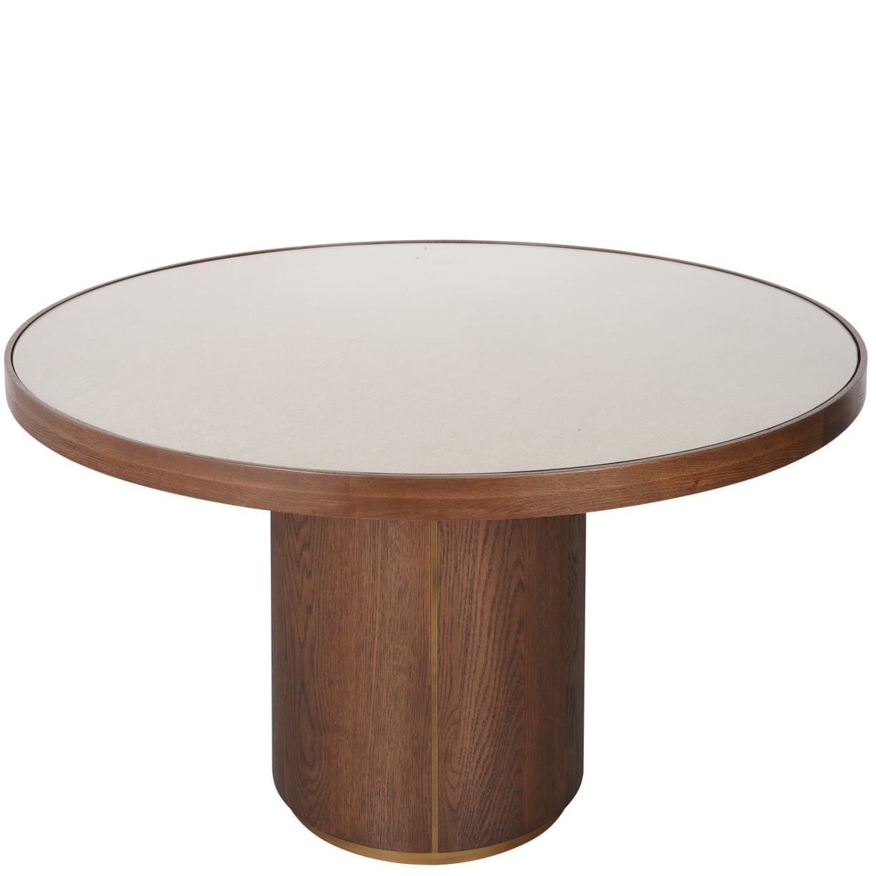 Table-Ronde-Willox-130 cm-verre-bois-lin-chéne-richmond-majdeltier-1 Table ronde Willox 130 cm - Chêne et Lin, plateau verre