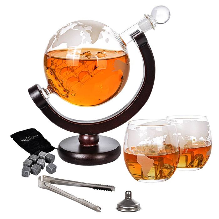 Coffret-Carafe-Globe- une idée cadeau- navire-suspendu-verre-whisky-rhum-carafe Coffret Carafe Globe – une idée cadeau avec un navire suspendu au cœur du verre