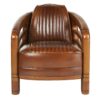Fauteuil-Club-Riviera-Cuir-Vintage-Marron-majdeltier-2 Fauteuil Club Riviera cuir vintage marron assise épaisse et dossier nervuré design nautique