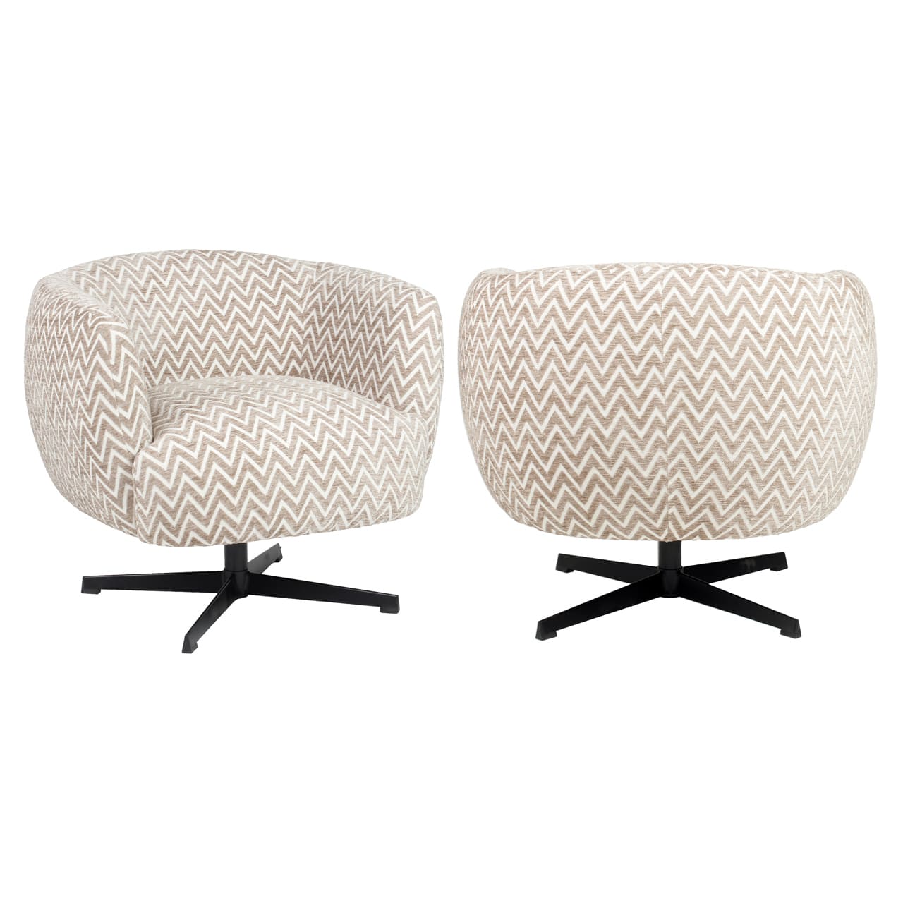 Fauteuil-pivotant-Estelle-Chevron-tissu-zig-zag-sable-confortable-richmond-majdeltier Fauteuil pivotant Estelle Chevron fait main tissu sable design