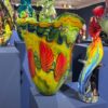 Vase Viva en verre multicolore : pièce sculpturale faite main