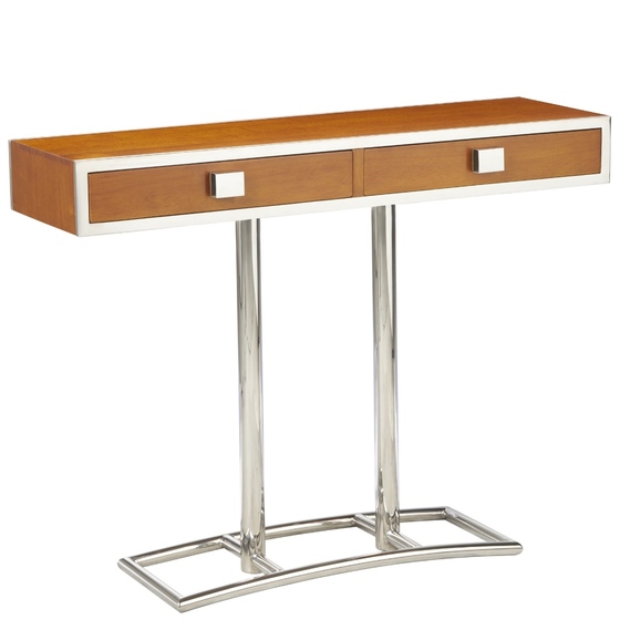 Console Times Square : L'Élégance Art Déco en Bois et Métal