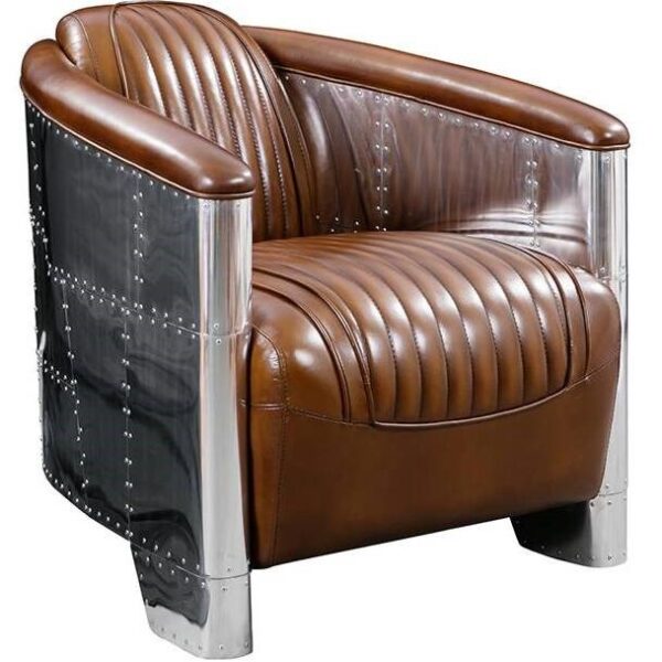Fauteuil Club DC3 Cuir marron- Style aviateur