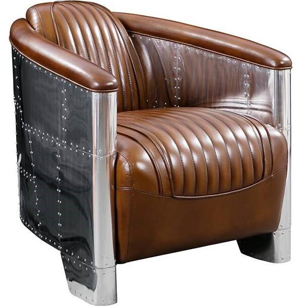 fauteuil-club-dc3-cuir Fauteuil Club DC3 Cuir marron- Style aviateur