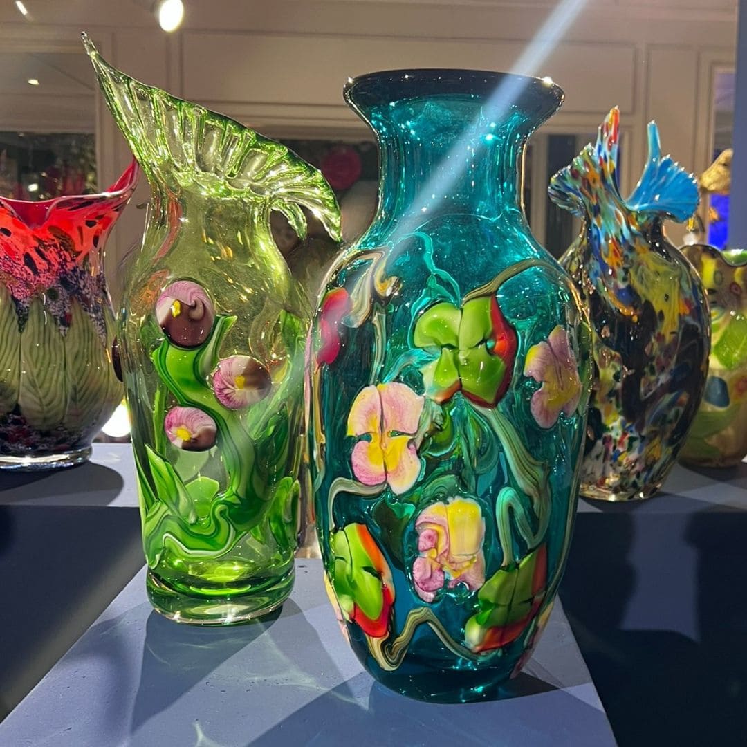 vase fiorito-verrerie-d'art-design-art-nouveau-majdeltier-2 Vase Fiorito en verre vert et vase Allegra : pièce sculpturale Art Nouveau faite main