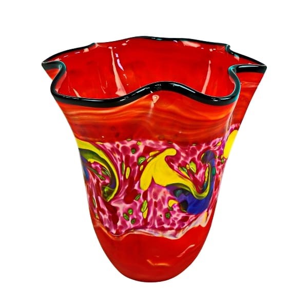 Vase Il Bello en verre rouge - pièce sculpturale faite main