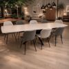 Table-Céramique-Extensible-Sirocco-Travertin-10-personnes-180cm-280cm-majdeltier-qualité Table Céramique Extensible Sirocco Travertin avec chaises autour