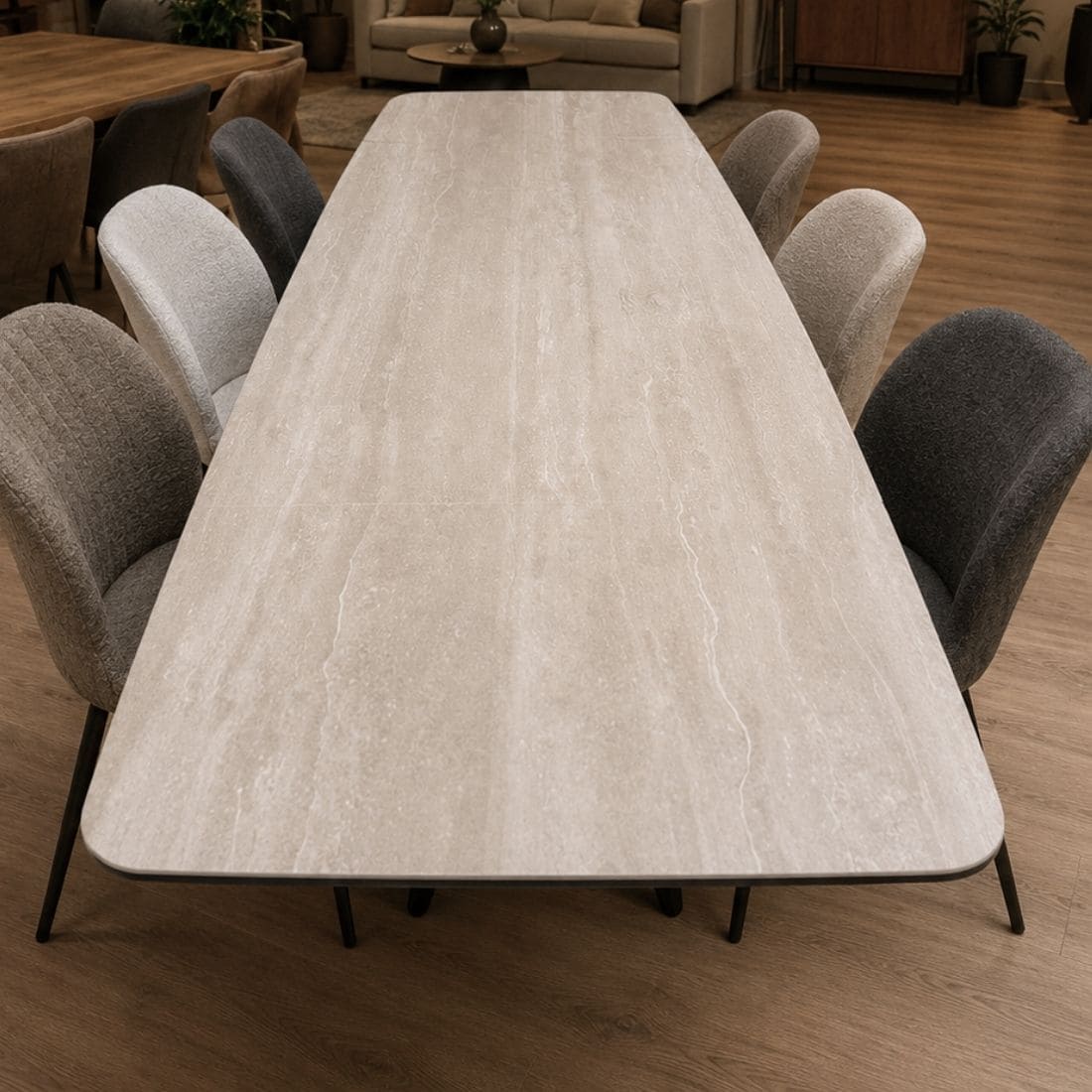 Table-Céramique-Extensible-Sirocco-Travertin-10-personnes-180cm-280cm-majdeltier-qualité-vue-plateau Table Céramique Extensible Sirocco Travertin vue plateau déplié