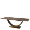 table-ceramique-rectangulaire-pearl-bronze-design-01 Table En Céramique Rectangulaire Pearl : élégance contemporaine et design sculptural- Table en céramique rectangulaire Pearl finition bronze avec piétement demi-lune