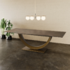 table-ceramique-rectangulaire-pearl-bronze-design-3 Table en céramique rectangulaire Pearl finition bronze avec piétement demi-lune
