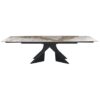 table-extensible-ceramique-angel-effet-marbre-utopia-lievens-10-personnes Table Extensible Céramique Angel Marbre Utopia brillante avec piètement anthracite sculptural dans salle à manger design