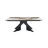 table-extensible-ceramique-angel-effet-marbre-utopia-lievens Table Extensible Céramique Angel Marbre Utopia brillante avec piètement anthracite sculptural dans salle à manger design