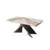 table-extensible-ceramique-angel-effet-marbre-utopia-lievens-fermée Table Extensible Céramique Angel Marbre Utopia brillante avec piètement anthracite sculptural dans salle à manger design