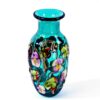 Vase Allegra en verre turquoise Art Nouveau fait main